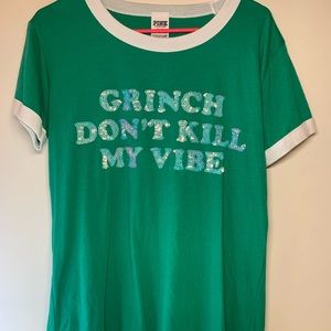 Victoria’s Secret PINK “Grinch” Elf Style Sequin T Shirt M